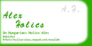 alex holics business card